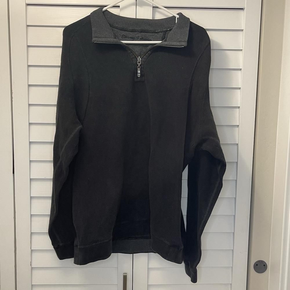 Tommy‎ Bahama Men's XL Black Quarter Zip Pullover Sweatshirt